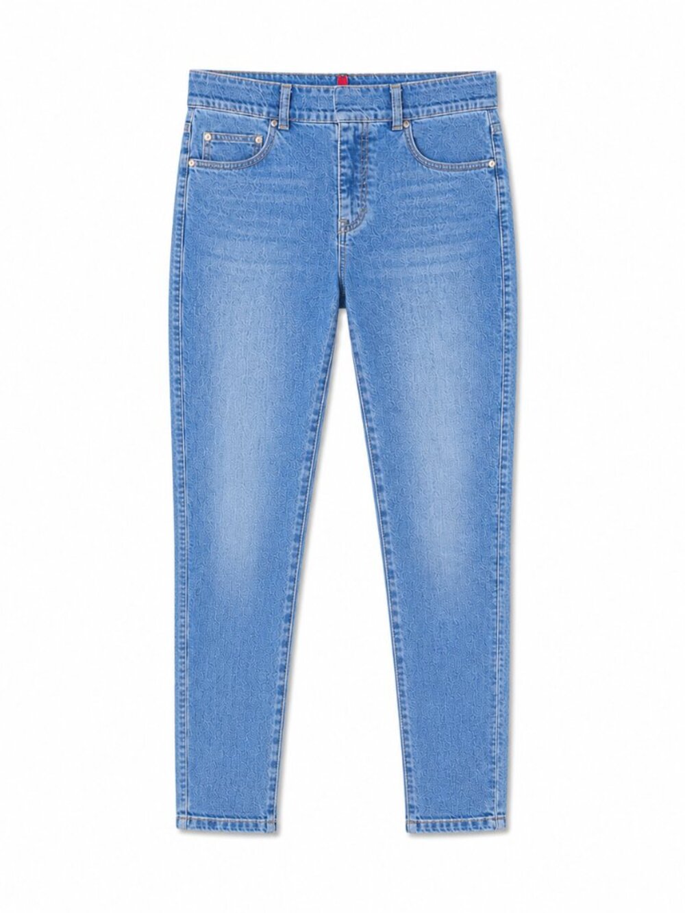 SPANX Light Blue Skinny Denim Jeans, Elastic Waistband, Size 8
